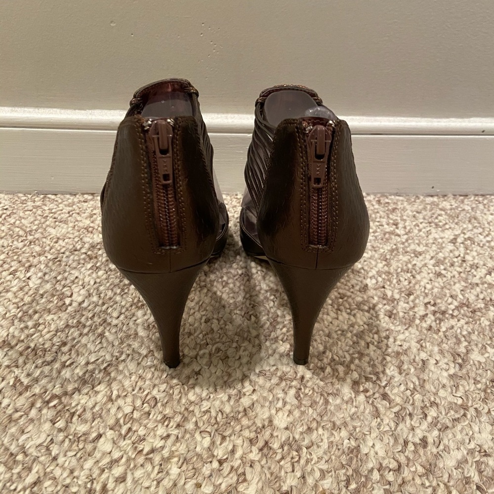 Metallic Jeweled Dress Sandals Bronze Size 8.5M Strappy Heels - Picture 3 of 7